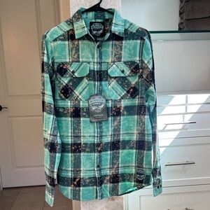 Vintage Style Graphic Flannel Shirt – Wine Quote – New With Tags – Size small